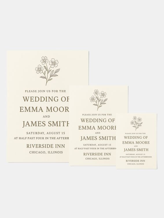 personalised wedding invitations in three sizes