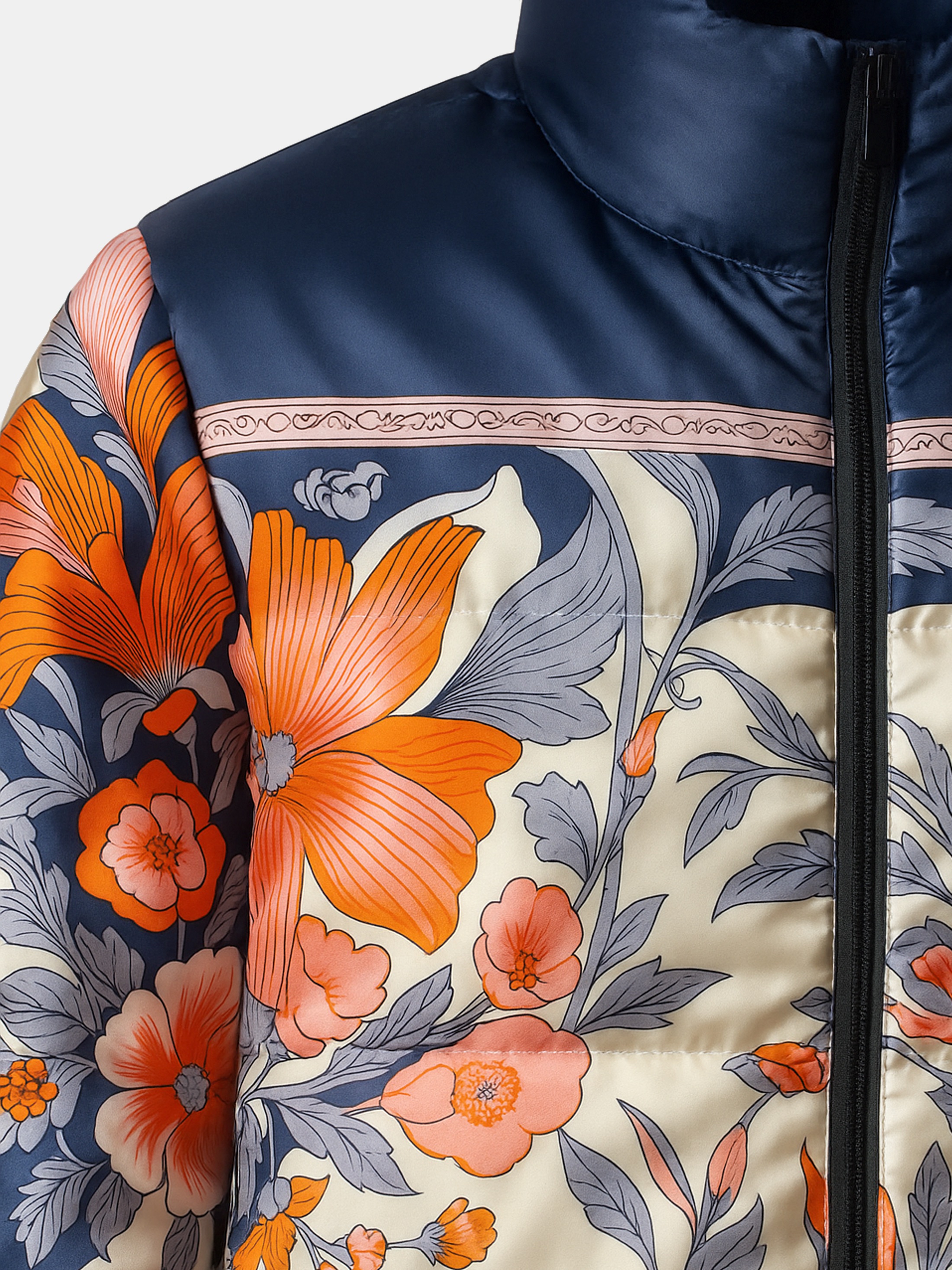 custom silk puffer jacket