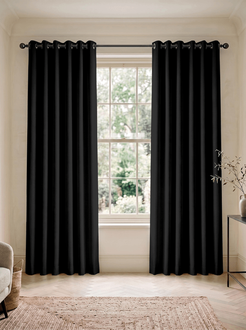 Black Chenille Eyelet Curtains