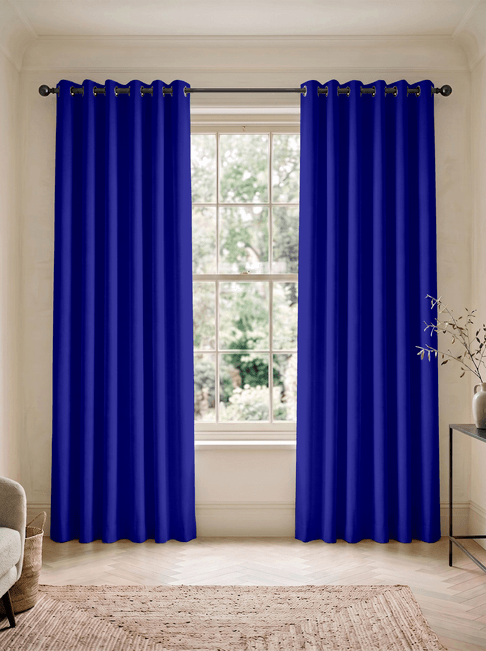 Navy Chenille Eyelet Curtains