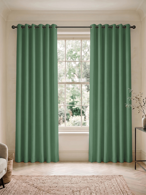Green Chenille Eyelet Curtains