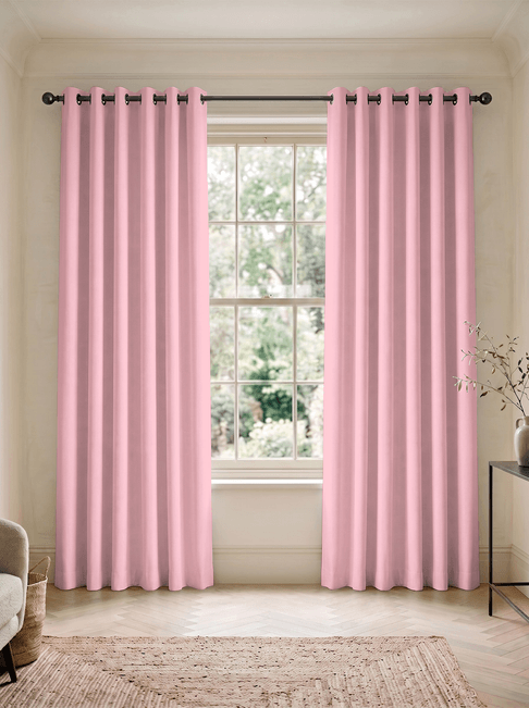 Pink Chenille Eyelet Curtains