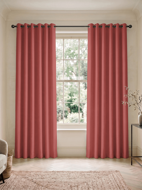 Red Chenille Eyelet Curtains