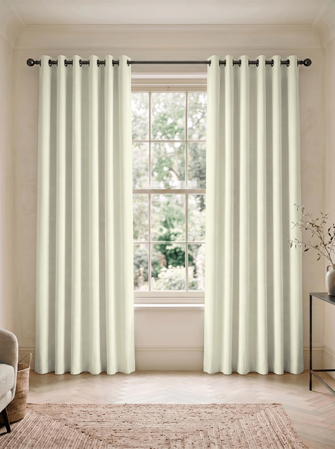 Beige Chenille Eyelet Curtains