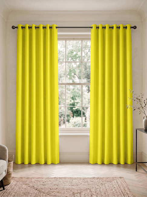 Yellow Chenille Eyelet Curtains