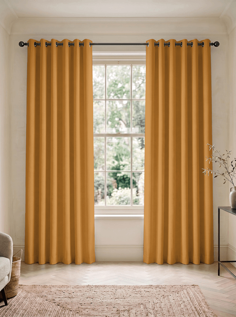 Orange Chenille Eyelet Curtains