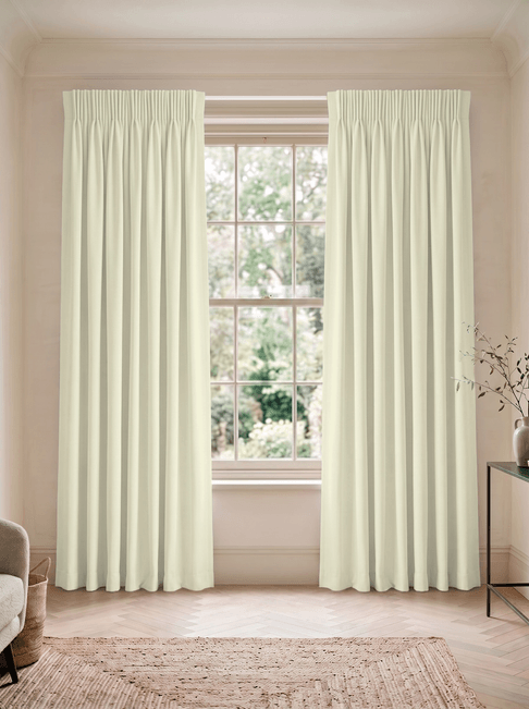 Cream Chenille Pencil Pleat Curtains