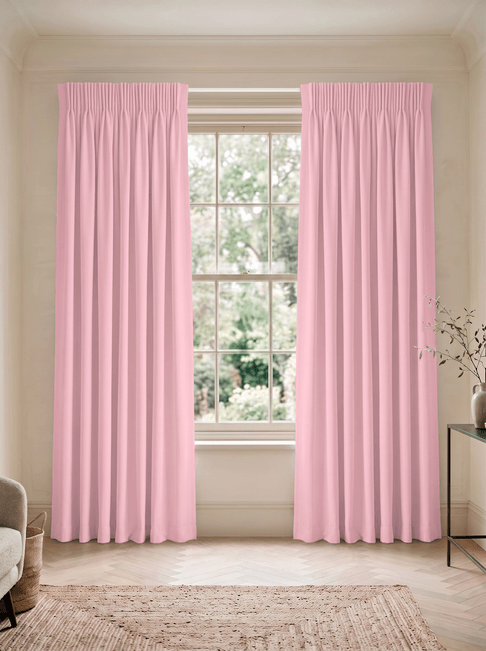 Pink Chenille Pencil Pleat Curtains