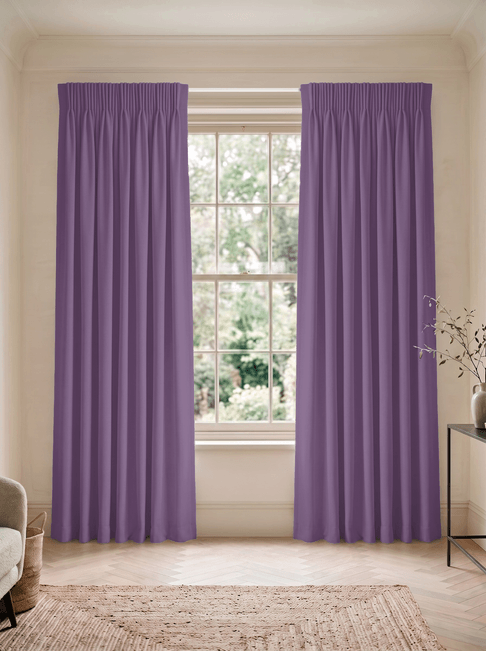 Purple Chenille Pencil Pleat Curtains