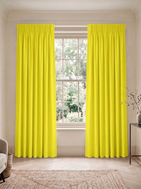 Yellow Chenille Pencil Pleat Curtains