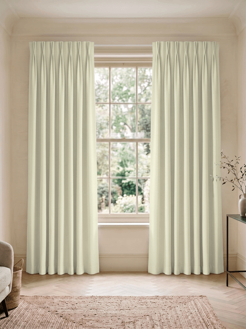 Cream Chenille Double Pinch Pleat Curtains
