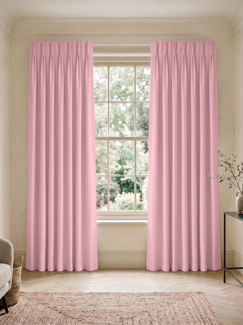 Pink Chenille Double Pinch Pleat Curtains
