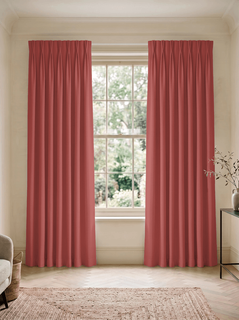 Red Chenille Double Pinch Pleat Curtains