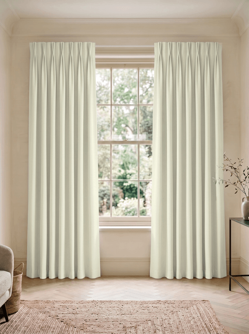 Beige Chenille Double Pinch Pleat Curtains
