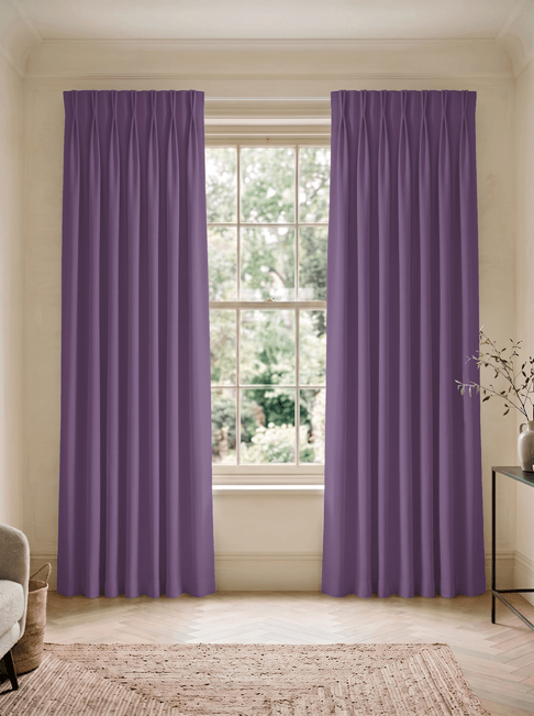 Purple Chenille Double Pinch Pleat Curtains