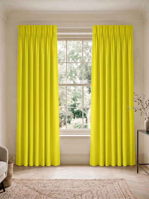 Yellow Chenille Double Pinch Pleat Curtains