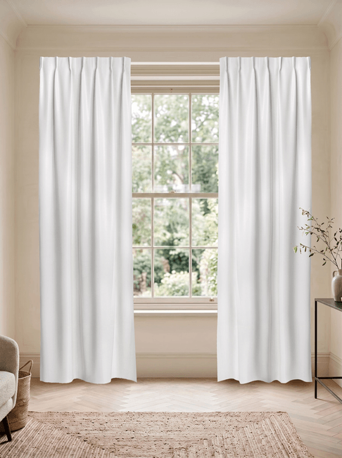 White Chenille Single Pinch Pleat Curtains