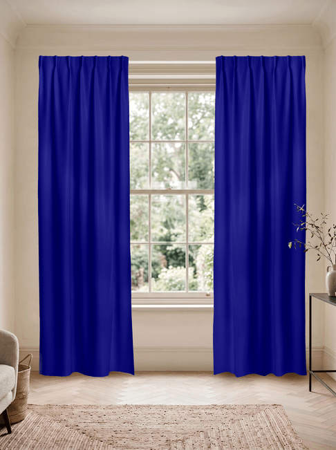 Navy Chenille Single Pinch Pleat Curtains