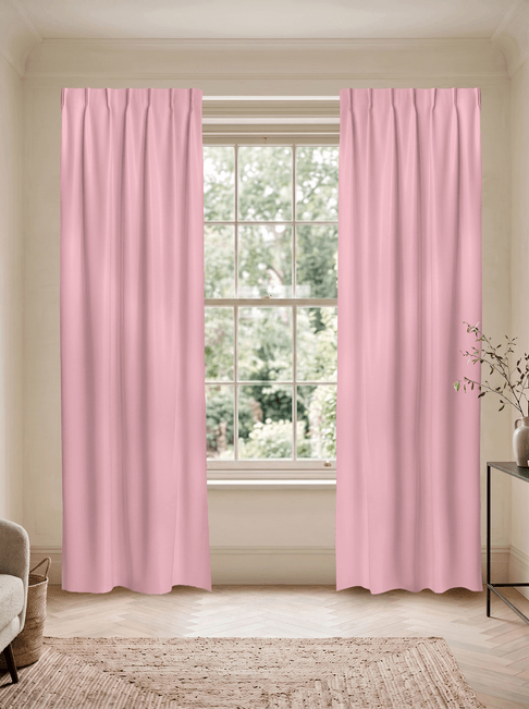 Pink Chenille Single Pinch Pleat Curtains