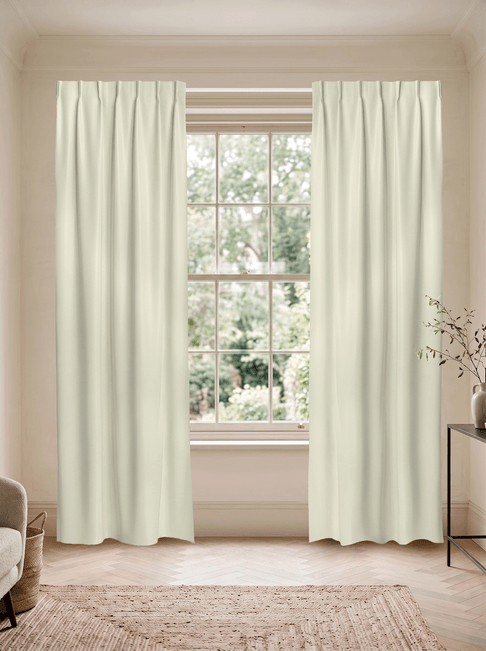 Beige Chenille Single Pinch Pleat Curtains