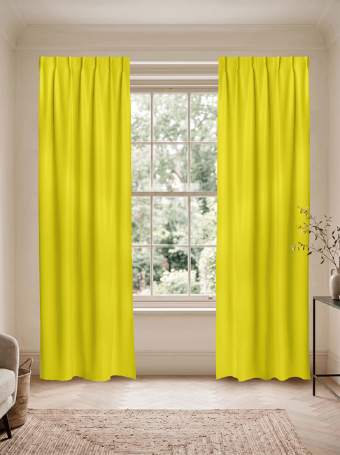 Yellow Chenille Single Pinch Pleat Curtains