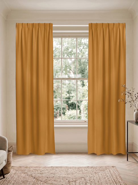 Orange Chenille Single Pinch Pleat Curtains