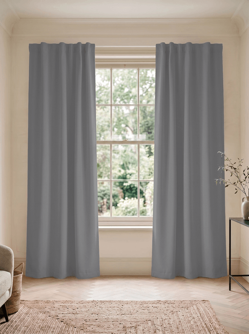 Grey Chenille Flat Panel Curtains