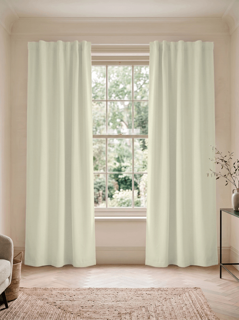 Cream Chenille Flat Panel Curtains
