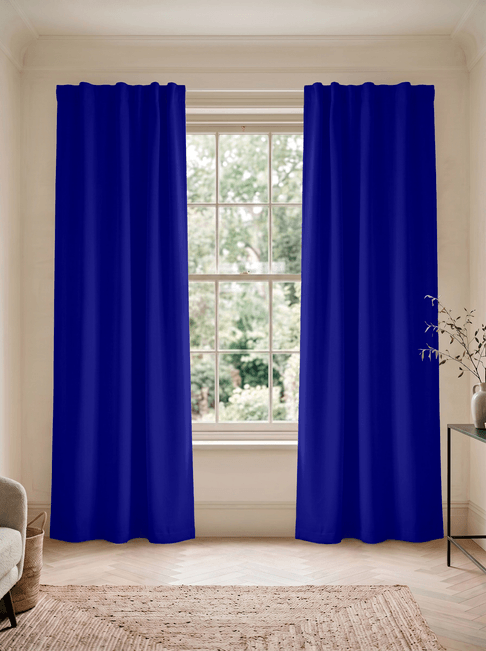 Navy Chenille Flat Panel Curtains