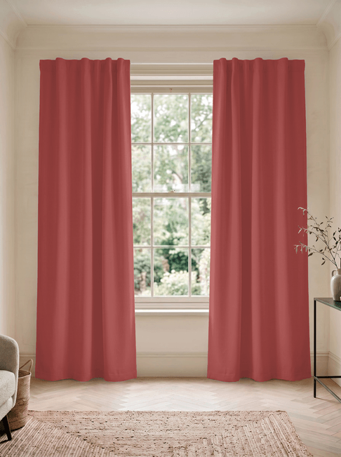 Red Chenille Flat Panel Curtains