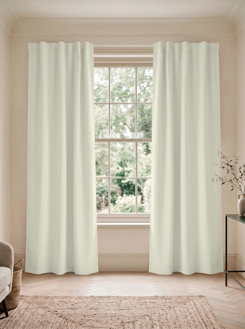 Beige Chenille Flat Panel Curtains