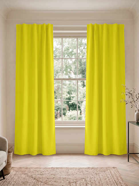 Yellow Chenille Flat Panel Curtains