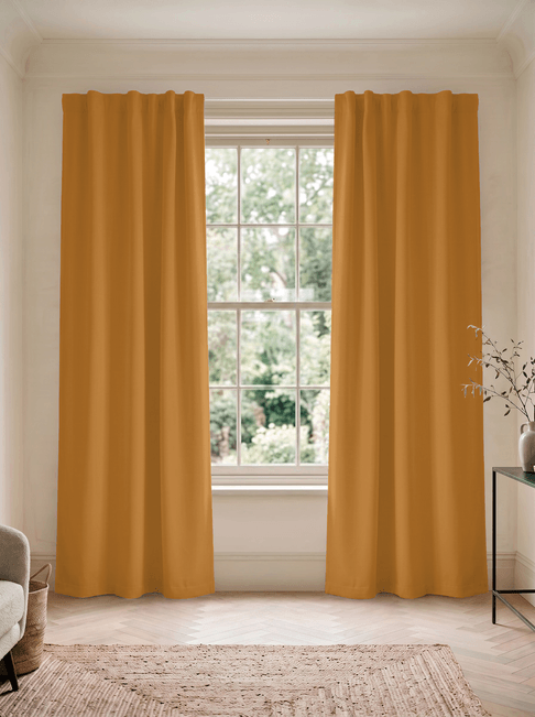 Orange Chenille Flat Panel Curtains