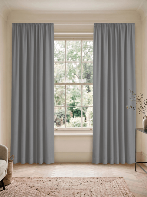 Grey Chenille Wire Hanging Curtains