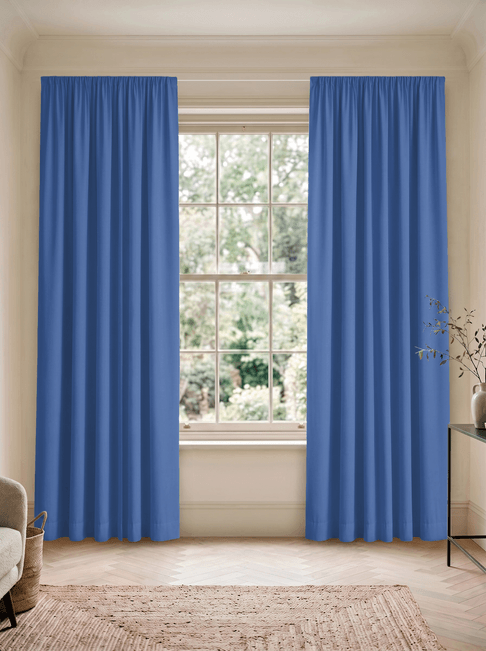 Blue Chenille Wire Hanging Curtains