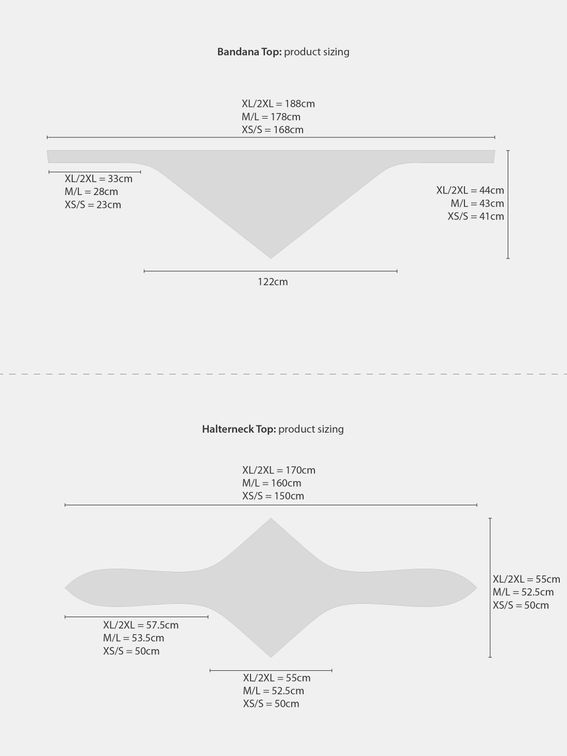 bandana top product size chart