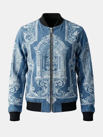 Men's Custom Denim Bomber Jacket