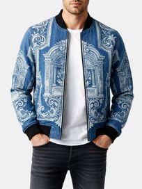 Men's Custom Denim Bomber Jacket