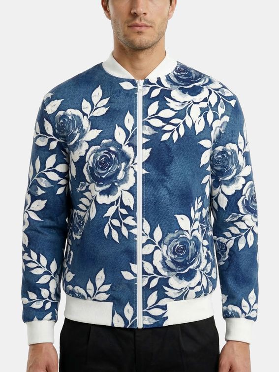 Custom denim bomber jacket men's