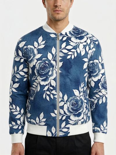 Men's Custom Denim Bomber Jacket