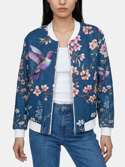 Women's Custom Denim Bomber Jacket
