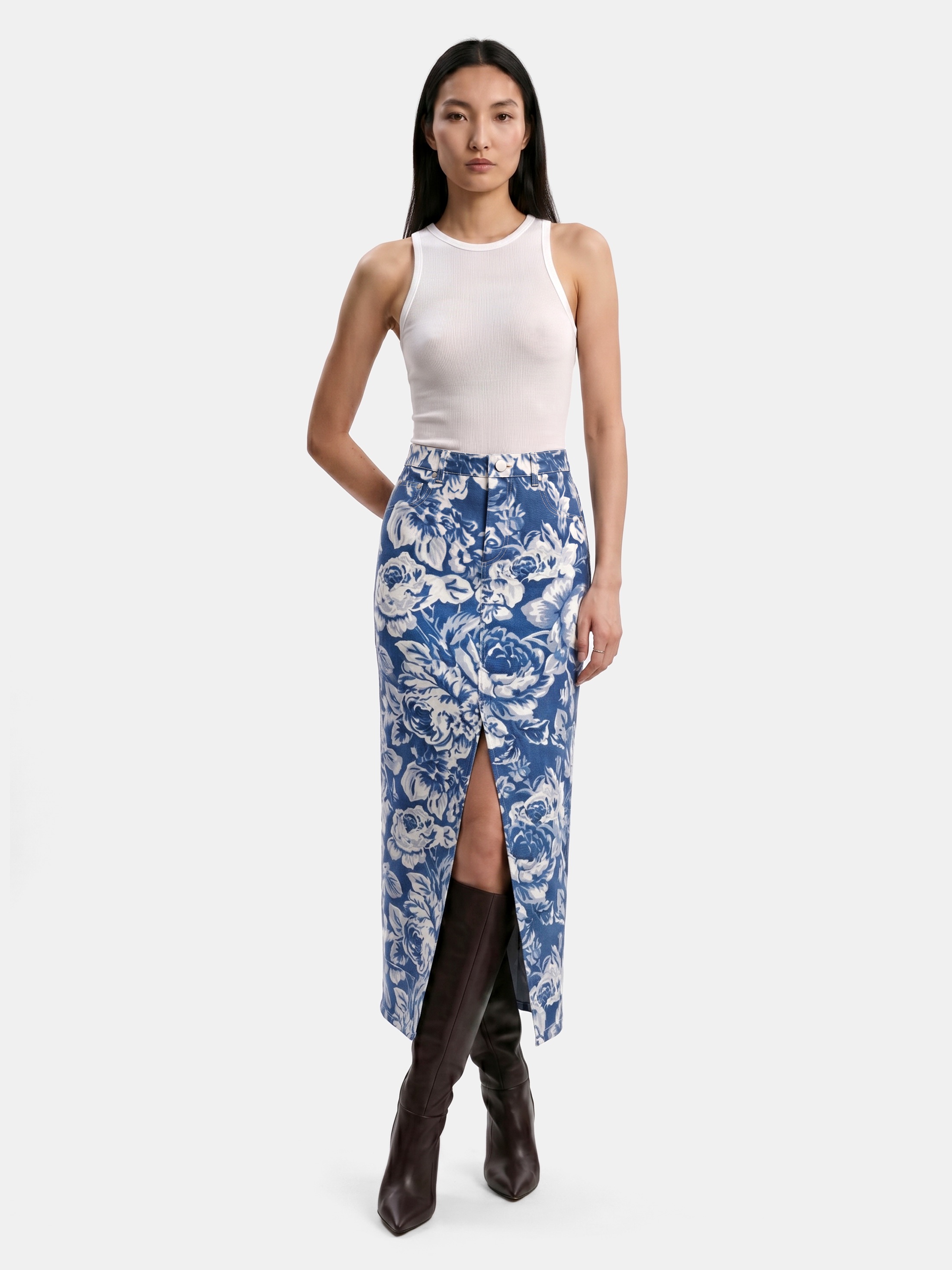 custom denim maxi skirt