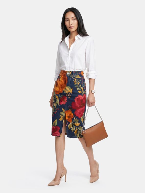custom denim midi skirt