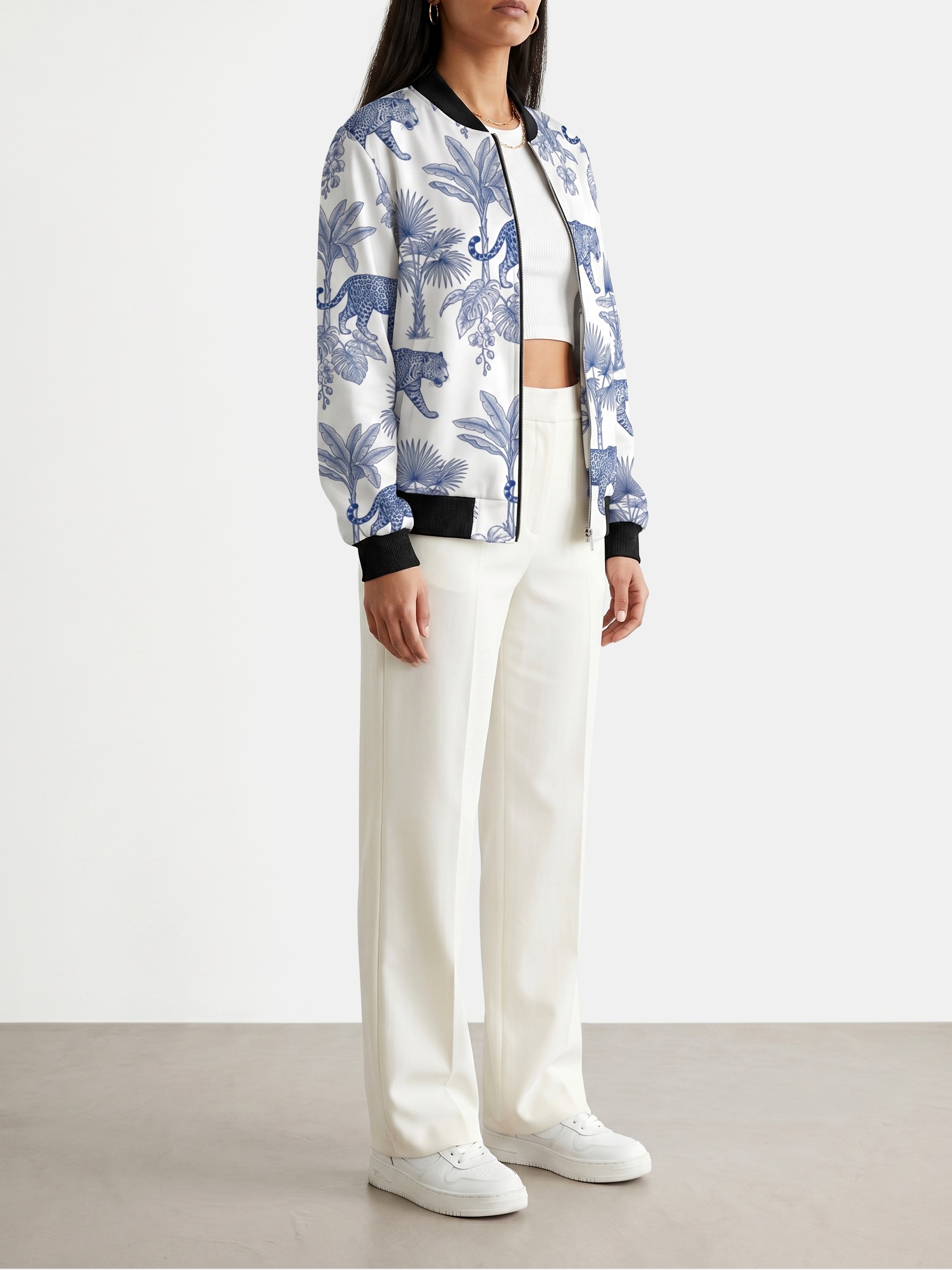 women's sleeve bomber jacket