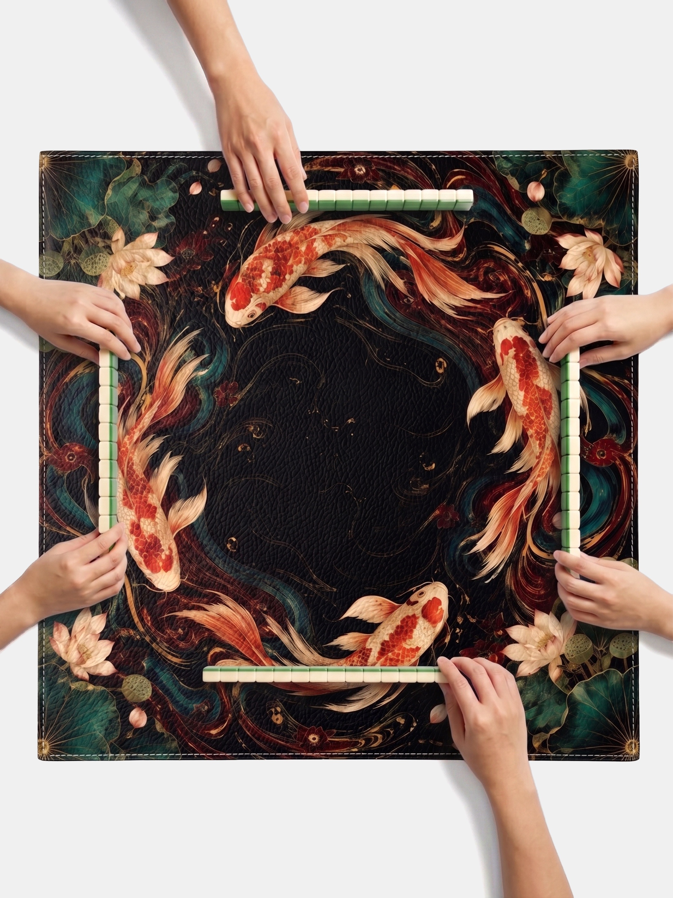 custom leather mahjong mat