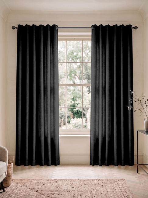 Black Linen Eyelet Curtains