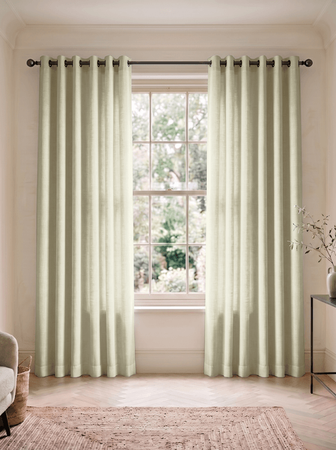 Beige Linen Eyelet Curtains