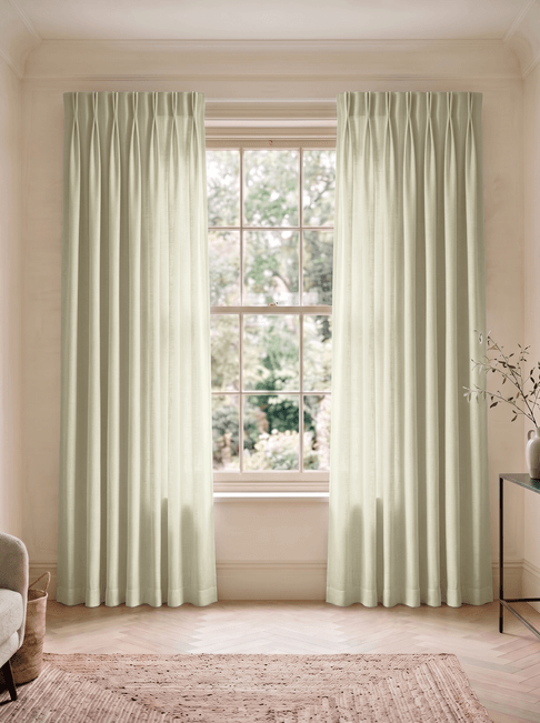 Beige Linen Double Pinch Pleat Curtains