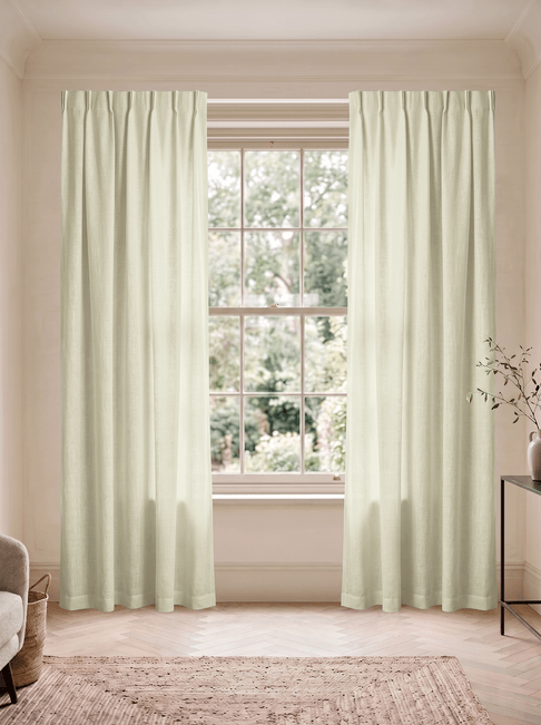 Beige Linen Single Pinch Pleat Curtains