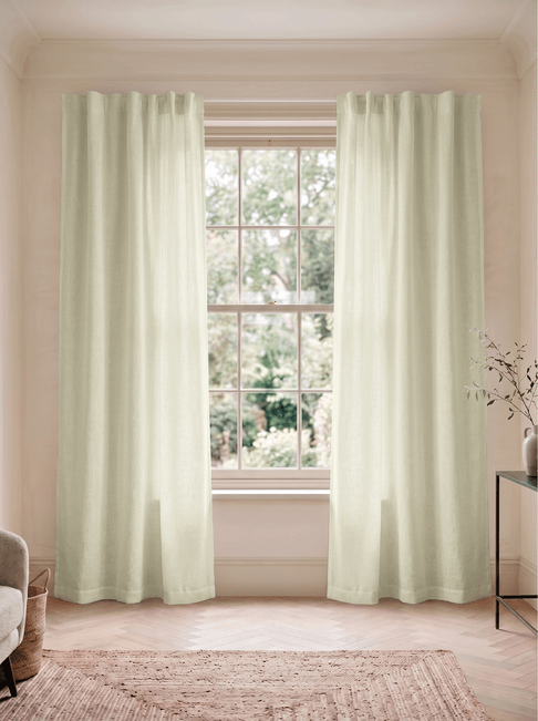 Beige Linen Flat Panel Curtains